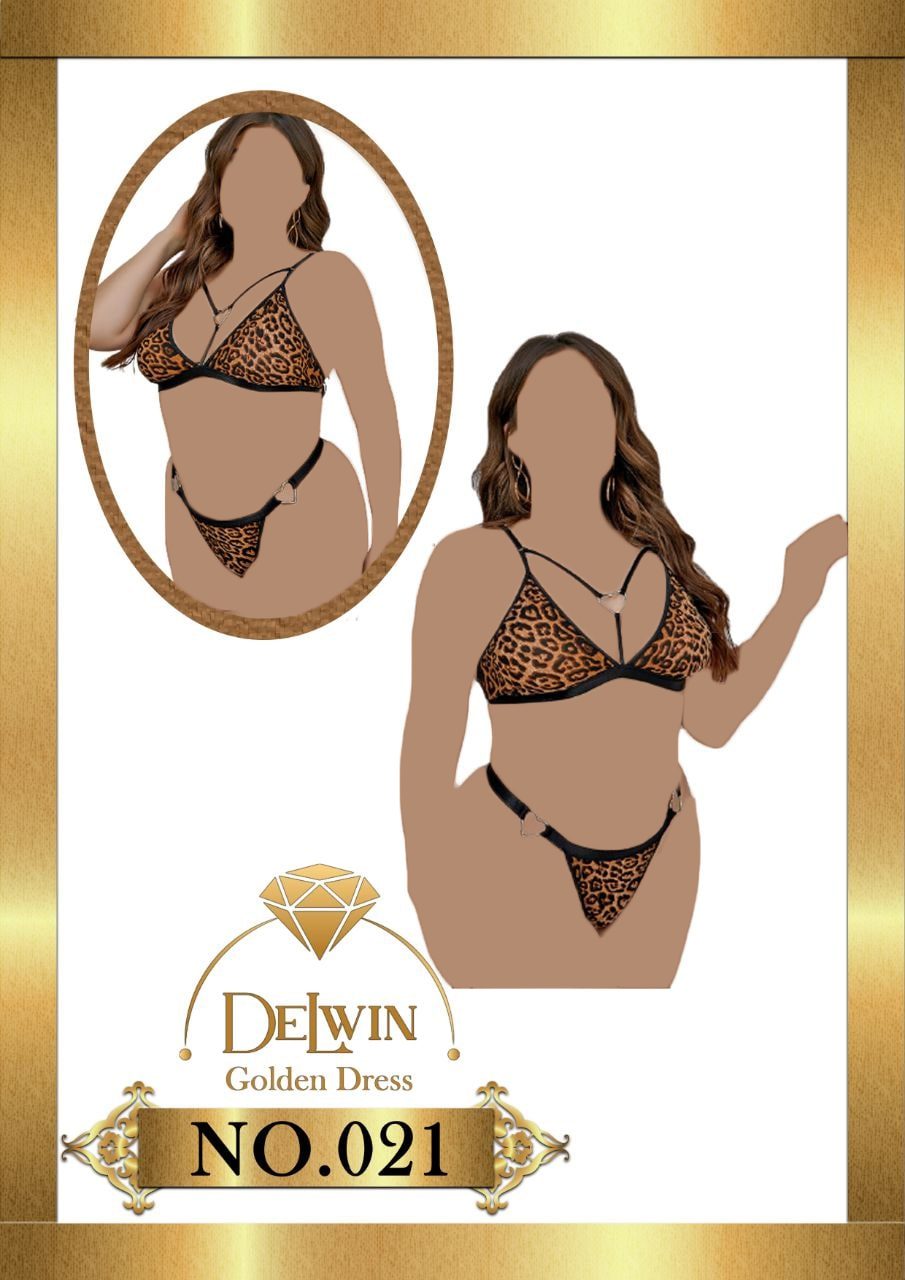 021 14 ست شورت و سوتین مخمل پلنگی Delwin کد 021