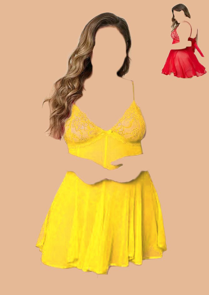 3001 yellow لباس خواب توری کوتاه Diamond کد 3001