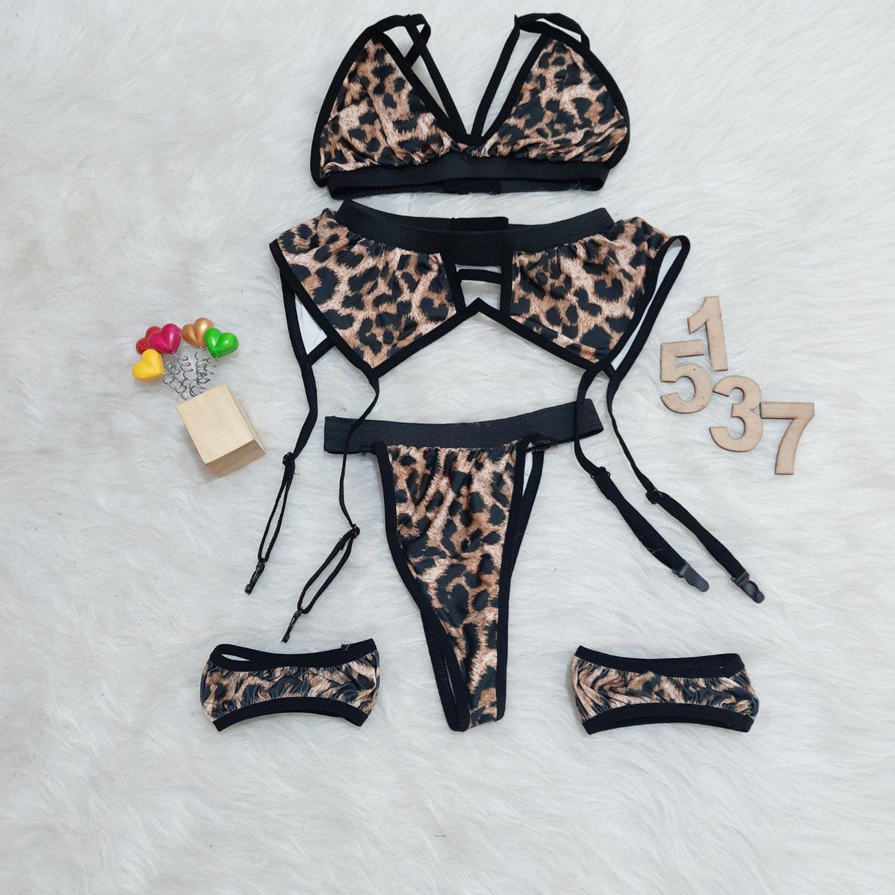 1537 11 ست فانتزی پلنگی همراه با گارتر ITan کد 1537