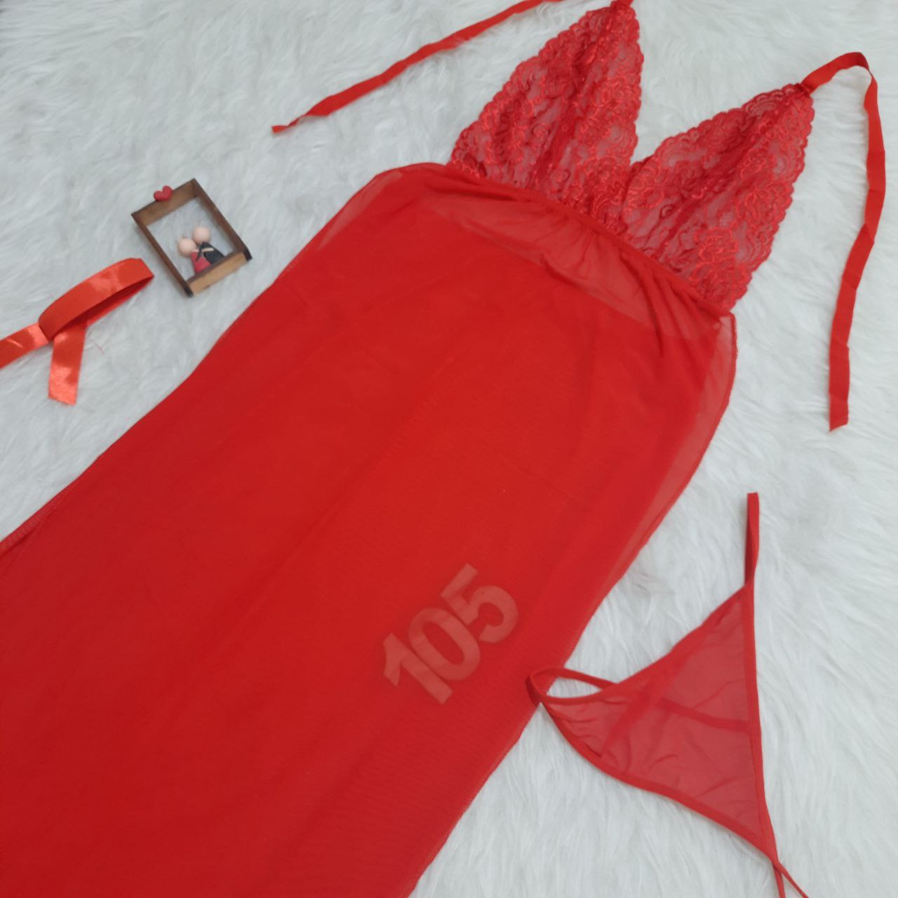 105 1 لباس خواب زنانه توری بلند Delwin کد 105