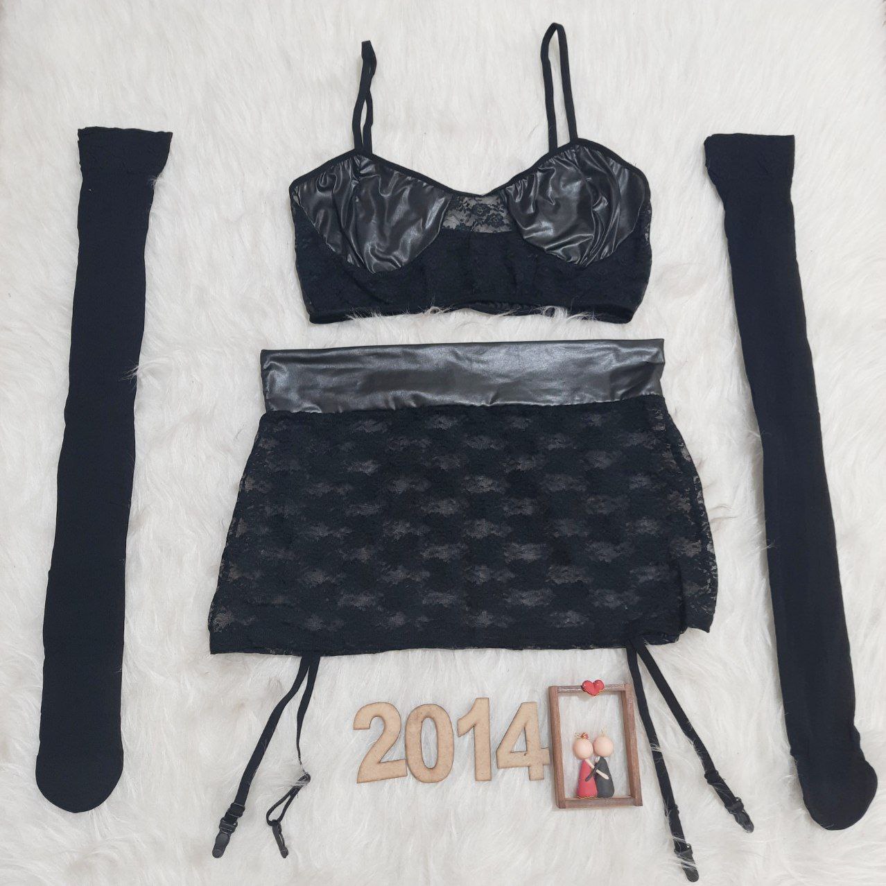 2014 12 لباس خواب زنانه سایز بزرگ چرم و دانتل Valentine کد 2014