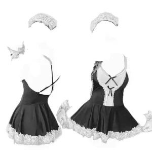 لباس خواب یا کاستوم خدمتکاری دامنی با بند ضربدری Delwin کد 155 (برای خرید عمده تماس بگیرید.)