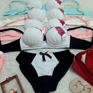 ست شورت و سوتین اسفنجی نخی دخترانه کد 688(بسته پنجتایی)