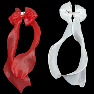 گل سر پاپیونی بلند براق با تور موجدار کد 45763