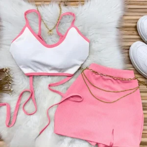 ست کراپ بندی با دامن Valentino کد 1442