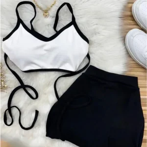 ست کراپ بندی با دامن Valentino کد 1442