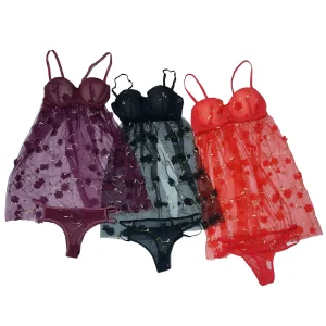 لباس خواب کاپدار توری سه بعدی Queen کد 2053 با طراحی خاص، مناسب برای افزایش جذابیت و صمیمیت در رابطه زوجین