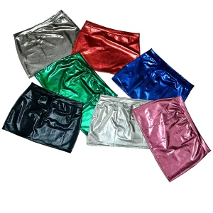 دامن دیسکو کوتاه براق Anahel کد 7042 با طراحی چسبان و رنگ‌های متنوع مناسب مهمانی و روابط صمیمی